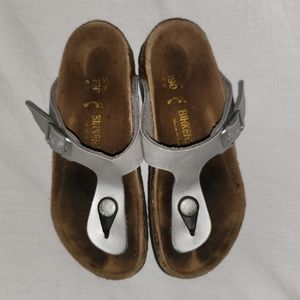 Girl's Birkenstock Gizeh Silver Sandals 12